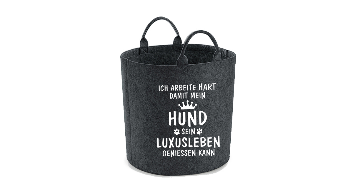 Spielzeugkorb Filz - Ich arbeite hart damit mein Hund (2) – Bild 2