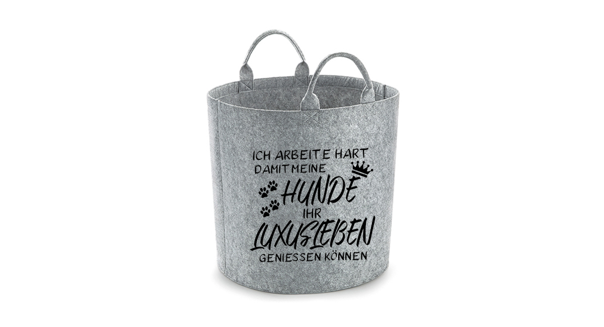 Spielzeugkorb Filz - Ich arbeite hart damit meine Hunde (4) – Bild 2