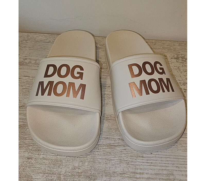 Slippers Dog Mom – weiss rosegold – Gr.42