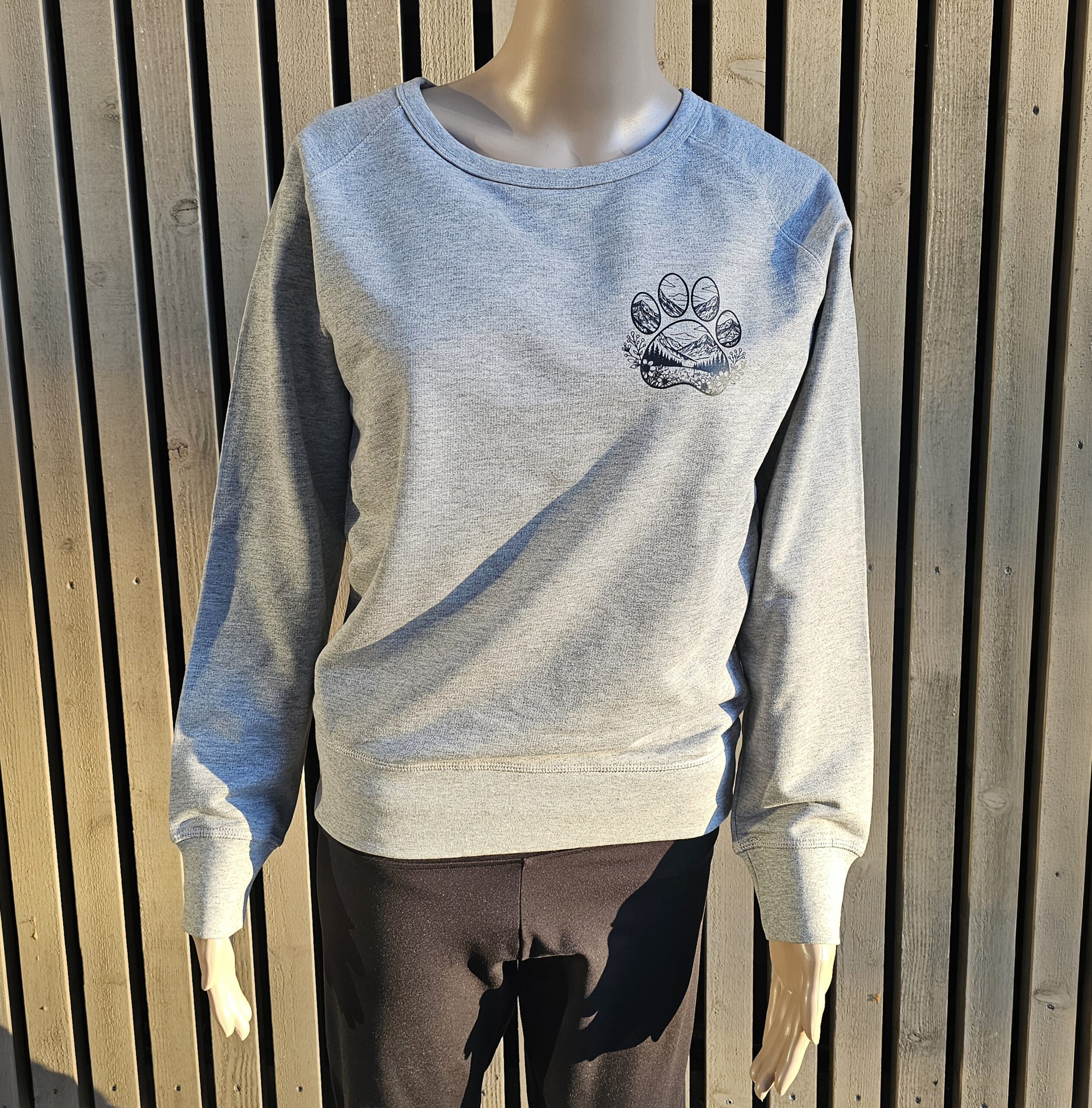 Woman Sweatshirt - Pfote Berge Blumen - grau meliert – Bild 2